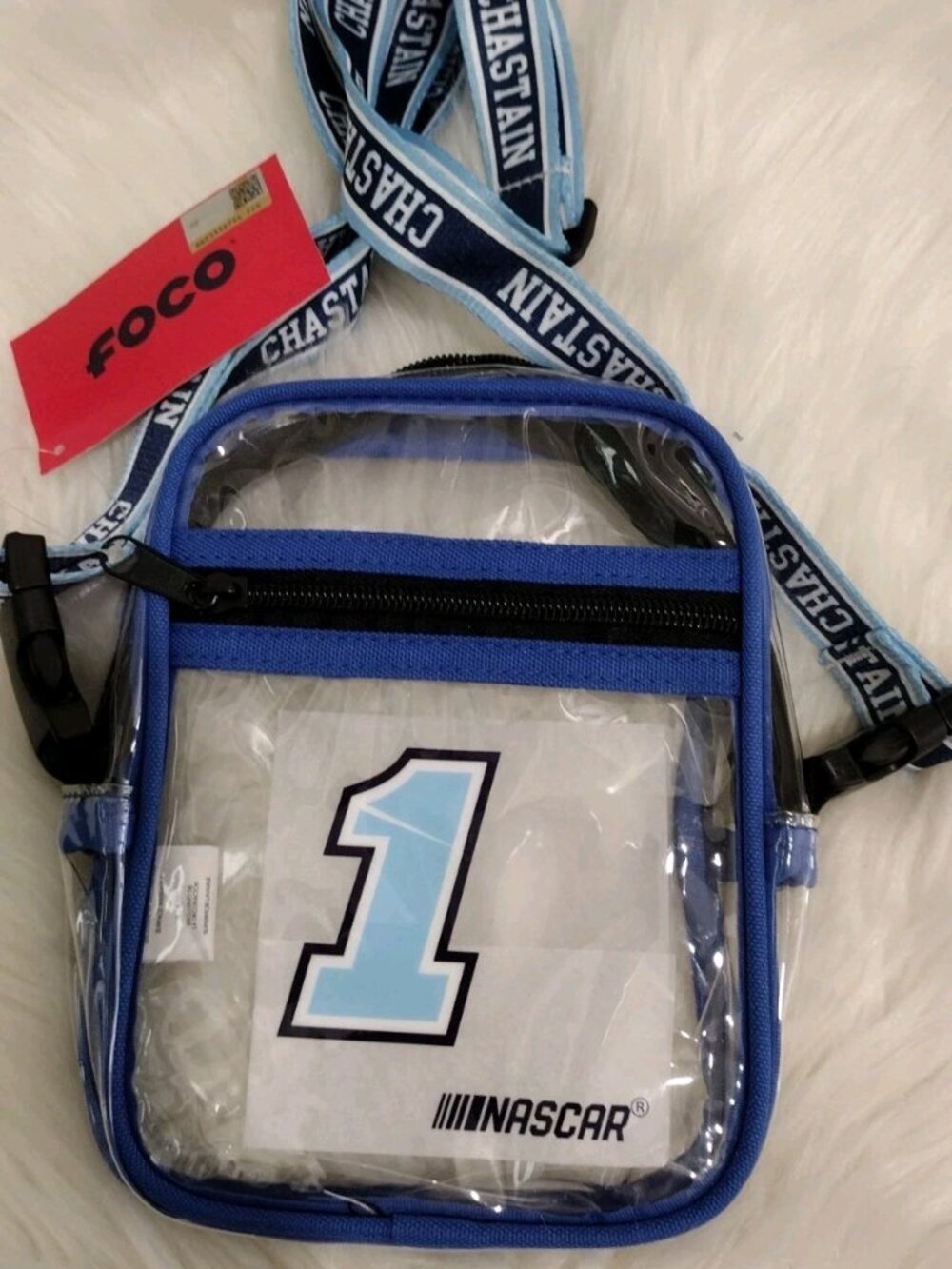 NASCAR Blue and Black Ross Chastain Clear See Through Crossbody Bag